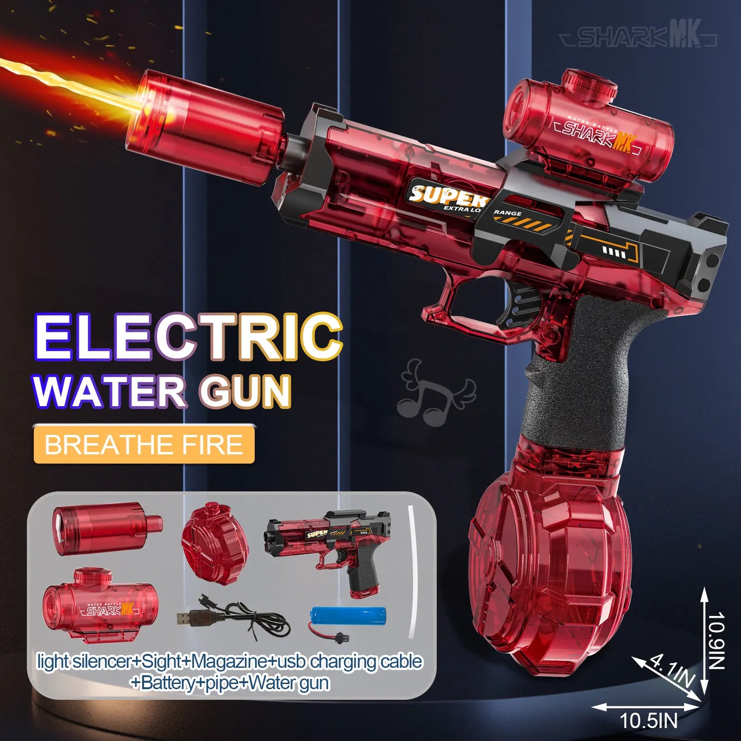 Electric LED Water Gun With Recoil and Lights