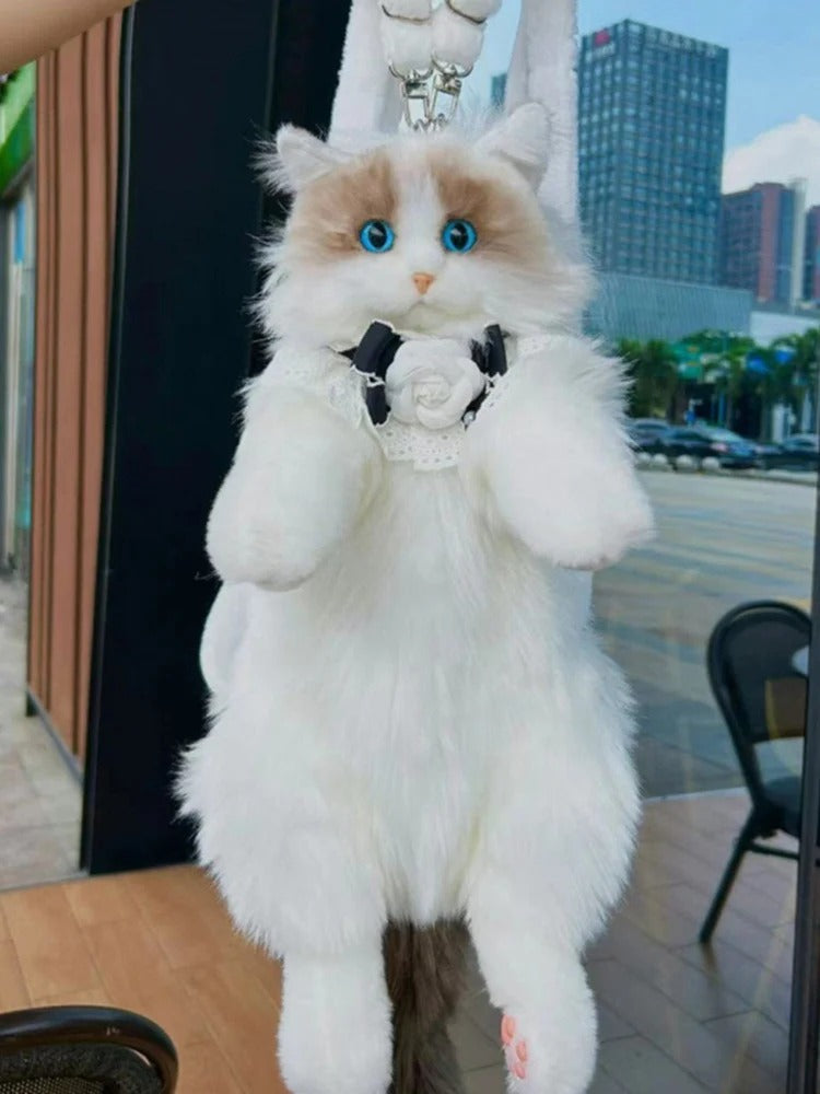 Authentic Ragdoll Cat Plush Backpack